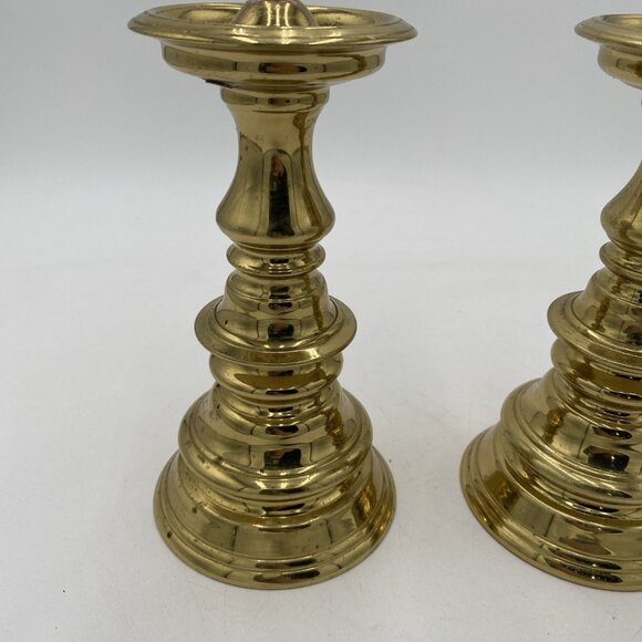 Vintage Virginia Metalcrafters Williamsburg Brass Candlesticks 10" Candle Set 2 - Picture 2 of 14